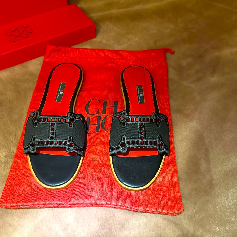 Carolina Herrera black sandals